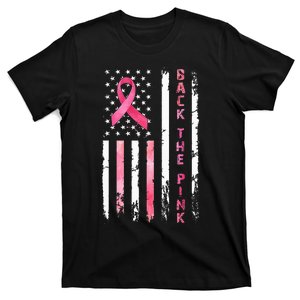 Back The Ribbon American Flag Breast Cancer Warrior T-Shirt