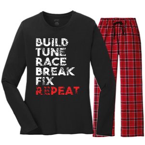 Build Tune Race Break Fix Repeat Men Car Women's Long Sleeve Flannel Pajama Set 