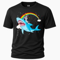 Boston Terrier Riding Shark Cooling Performance Crew T-Shirt