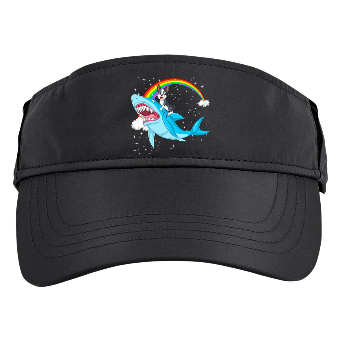 Boston Terrier Riding Shark Adult Drive Performance Visor
