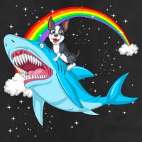 Boston Terrier Riding Shark Adult Drive Performance Visor