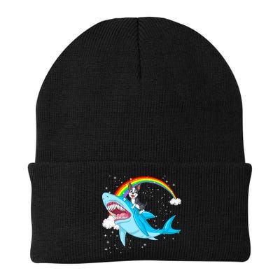Boston Terrier Riding Shark Beanie