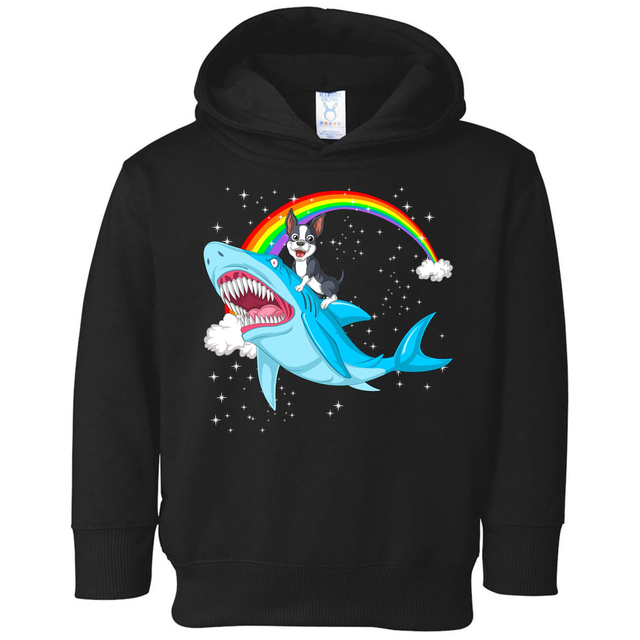 Boston Terrier Riding Shark Toddler Hoodie