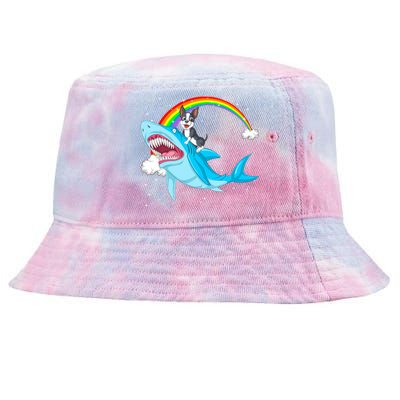 Boston Terrier Riding Shark Tie-Dyed Bucket Hat