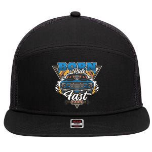 Born To Ride Fast Cars 7 Panel Mesh Trucker Snapback Hat