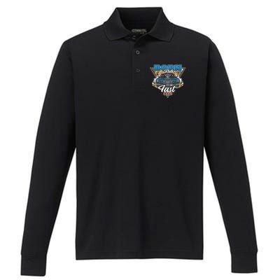 Born To Ride Fast Cars Performance Long Sleeve Polo