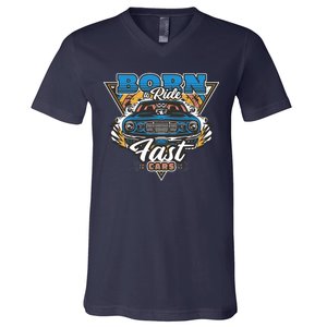 Born To Ride Fast Cars V-Neck T-Shirt