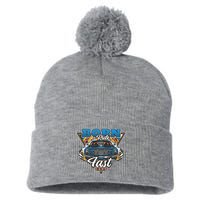 Born To Ride Fast Cars Pom Pom 12in Knit Beanie