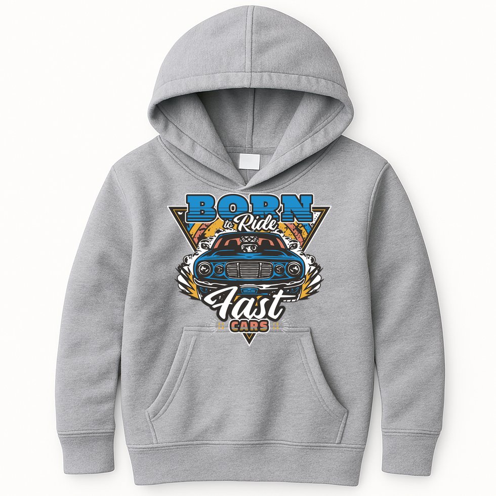 Born To Ride Fast Cars Kids Hoodie