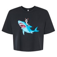 Boston Terrier Riding Shark Bella+Canvas Jersey Crop Tee