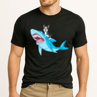 Boston Terrier Riding Shark Cooling Performance Crew T-Shirt