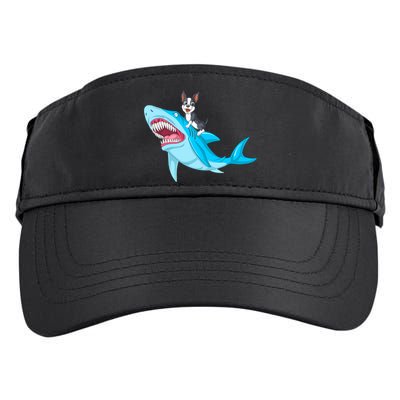 Boston Terrier Riding Shark Adult Drive Performance Visor