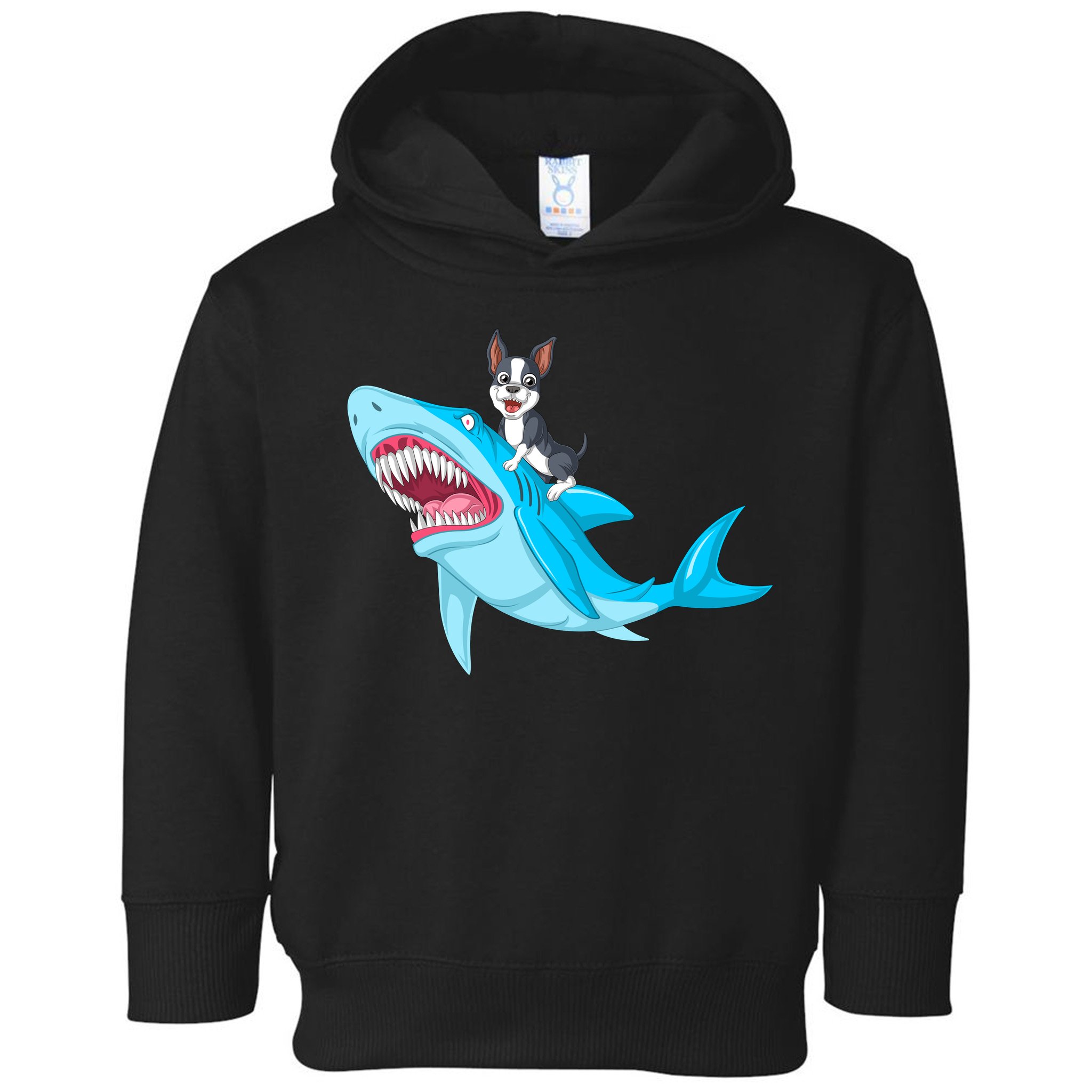 Boston Terrier Riding Shark Toddler Hoodie