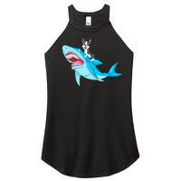 Boston Terrier Riding Shark Women’s Perfect Tri Rocker Tank