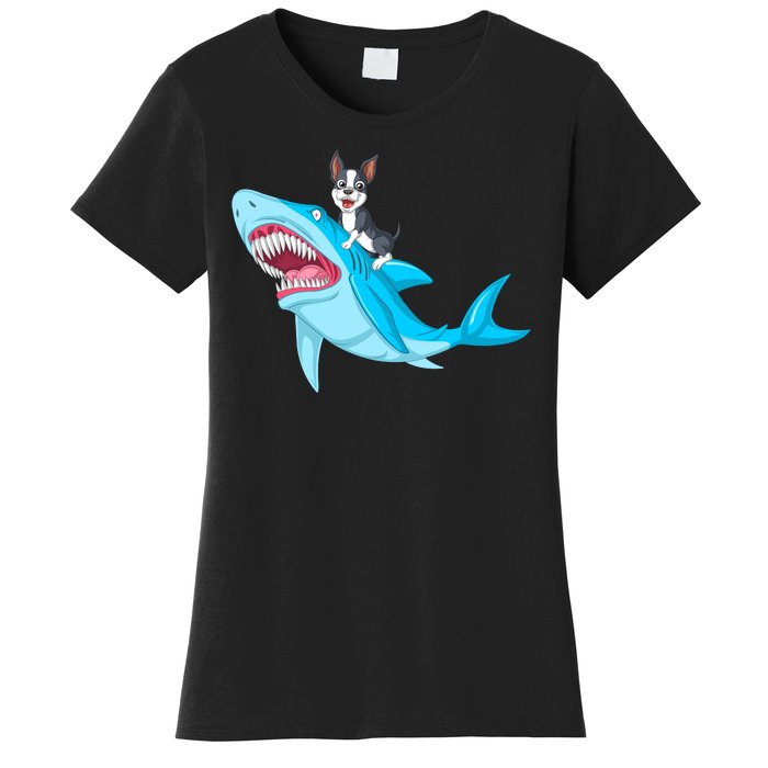 Boston Terrier Riding Shark Women's T-Shirt