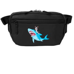 Boston Terrier Riding Shark Crossbody Pack