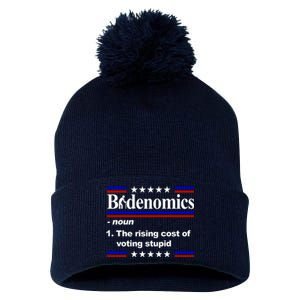 Bidenomics The Rising Cost Of Voting Stupid Funny Anti Joe Biden Pom Pom 12in Knit Beanie