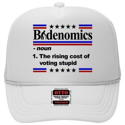 Bidenomics The Rising Cost Of Voting Stupid Funny Anti Joe Biden High Crown Mesh Back Trucker Hat