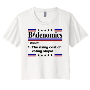 Bidenomics The Rising Cost Of Voting Stupid Funny Anti Joe Biden Women's Crop Top Tee