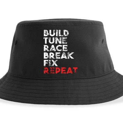 Build Tune Race Break Fix Repeat Men Car Sustainable Bucket Hat