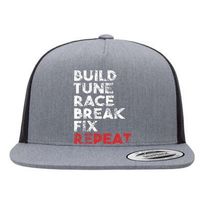 Build Tune Race Break Fix Repeat Men Car Flat Bill Trucker Hat