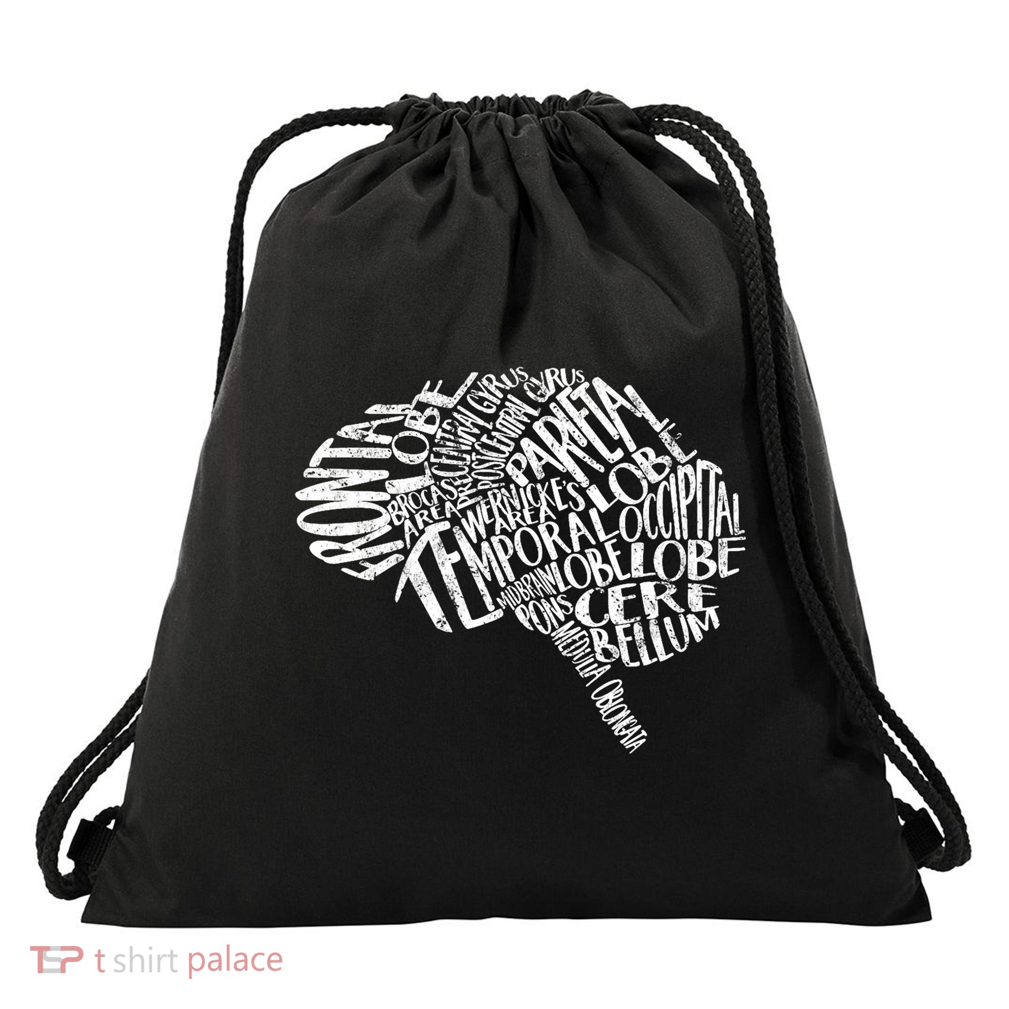 Brain Typography Rn Neuroscience Nurse Neurologist Drawstring Bag