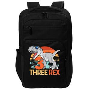 Boy Three Rex 3rd Birthday Third Dinosaur 3 Year Old Impact Tech Backpack