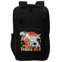 Boy Three Rex 3rd Birthday Third Dinosaur 3 Year Old Impact Tech Backpack