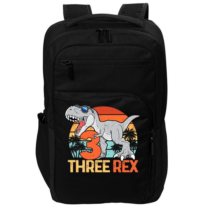 Boy Three Rex 3rd Birthday Third Dinosaur 3 Year Old Impact Tech Backpack