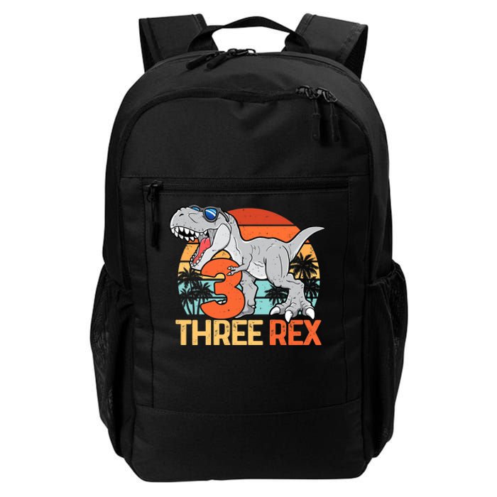 Boy Three Rex 3rd Birthday Third Dinosaur 3 Year Old Daily Commute Backpack