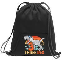 Boy Three Rex 3rd Birthday Third Dinosaur 3 Year Old Sweatshirt Cinch Pack Bag