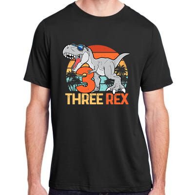 Boy Three Rex 3rd Birthday Third Dinosaur 3 Year Old Adult ChromaSoft Performance T-Shirt