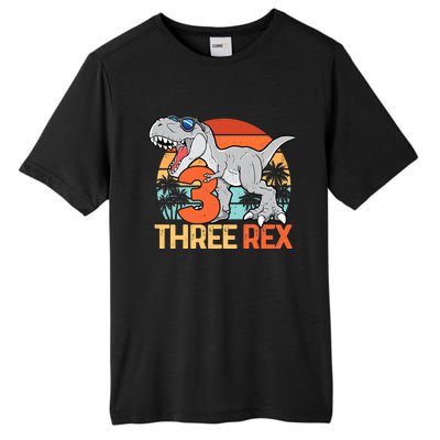 Boy Three Rex 3rd Birthday Third Dinosaur 3 Year Old Tall Fusion ChromaSoft Performance T-Shirt