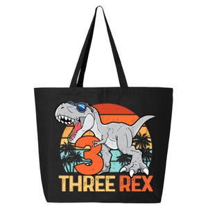 Boy Three Rex 3rd Birthday Third Dinosaur 3 Year Old 25L Jumbo Tote