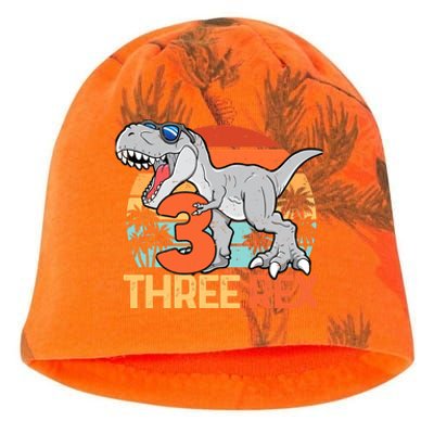 Boy Three Rex 3rd Birthday Third Dinosaur 3 Year Old Kati - Camo Knit Beanie