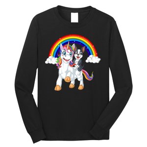 Boston Terrier Riding Unicorn Long Sleeve Shirt