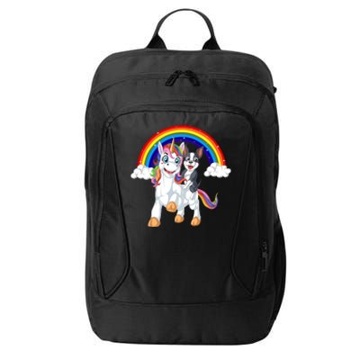 Boston Terrier Riding Unicorn City Backpack