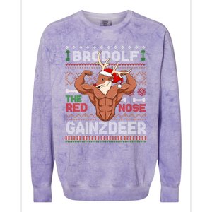 Brodolf The Red Nose Gainzdeer Gym Ugly Christmas Sweater Gift Colorblast Crewneck Sweatshirt