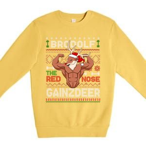 Brodolf The Red Nose Gainzdeer Gym Ugly Christmas Sweater Gift Premium Crewneck Sweatshirt