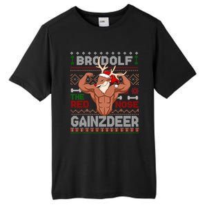 Brodolf The Red Nose Gainzdeer Gym Ugly Christmas Sweater Gift Tall Fusion ChromaSoft Performance T-Shirt