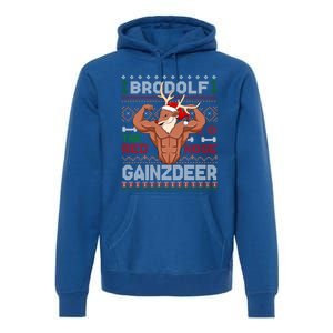 Brodolf The Red Nose Gainzdeer Gym Ugly Christmas Sweater Gift Premium Hoodie