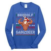 Brodolf The Red Nose Gainzdeer Gym Ugly Christmas Sweater Gift Tall Long Sleeve T-Shirt