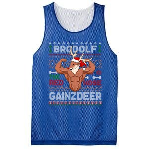 Brodolf The Red Nose Gainzdeer Gym Ugly Christmas Sweater Gift Mesh Reversible Basketball Jersey Tank