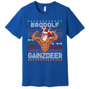 Brodolf The Red Nose Gainzdeer Gym Ugly Christmas Sweater Gift Premium T-Shirt