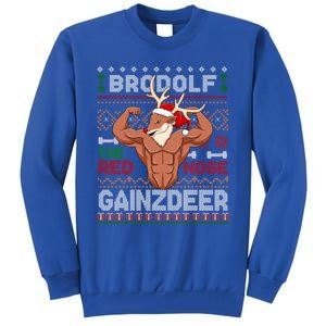 Brodolf The Red Nose Gainzdeer Gym Ugly Christmas Sweater Gift Tall Sweatshirt