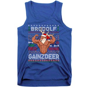 Brodolf The Red Nose Gainzdeer Gym Ugly Christmas Sweater Gift Tank Top