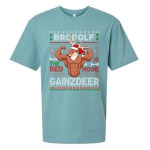 Brodolf The Red Nose Gainzdeer Gym Ugly Christmas Sweater Gift Sueded Cloud Jersey T-Shirt