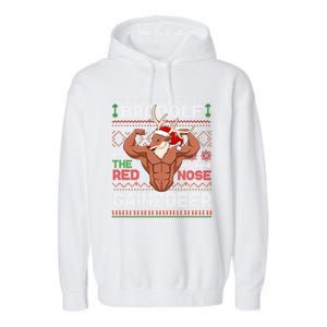 Brodolf The Red Nose Gainzdeer Gym Ugly Christmas Sweater Gift Garment-Dyed Fleece Hoodie