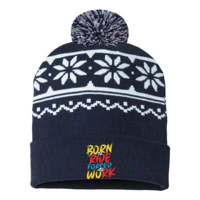 Born To Ride Forced To Work USA-Made Snowflake Beanie