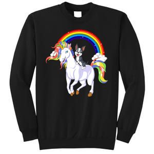 Boston Terrier Riding Unicorn Sweatshirt